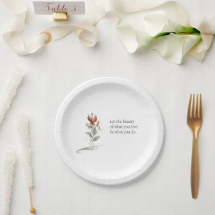 Elegant floral quote paper plates