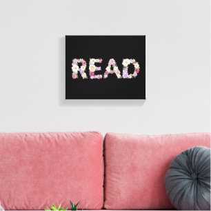 Elegant Floral READ Typography - Pastel Botanical Canvas Print