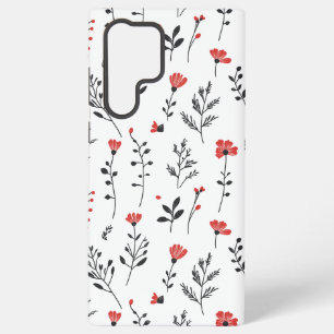 Elegant Floral  – Red and Black Botanical Pattern Samsung Galaxy Case
