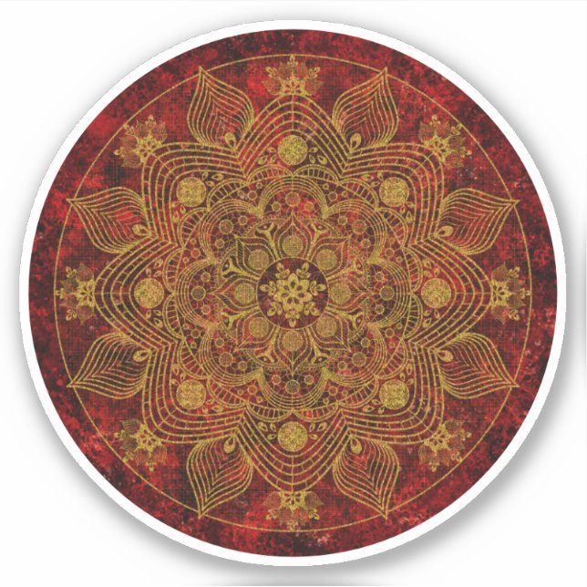 Elegant Floral Red, Black & Gold Mandala (Front)
