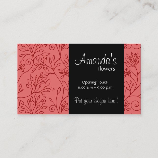 Elegant floral red Business Card (Front)