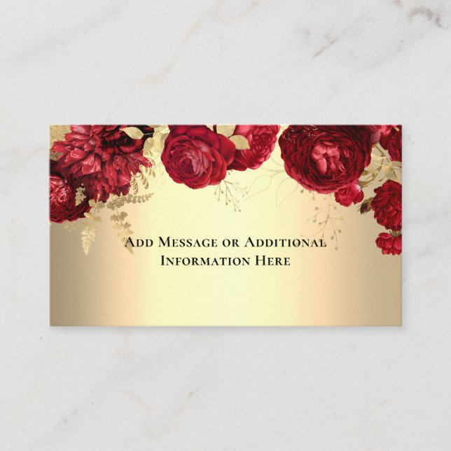 Elegant Floral Red Gold Enclosure Card (Front)