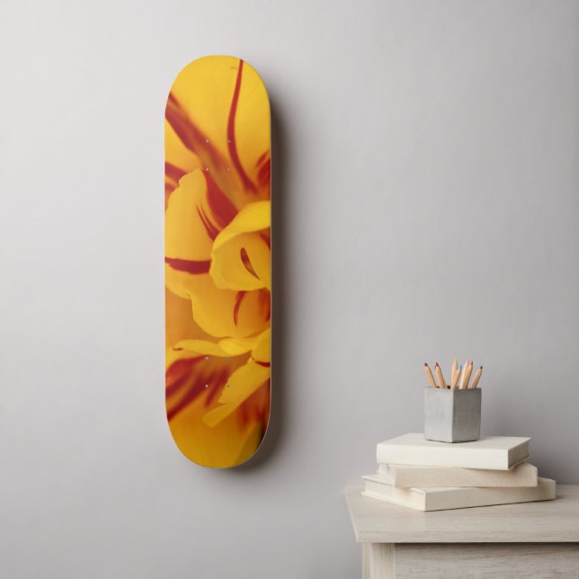 Elegant Floral Red Gold Monsella Tulips Skateboard (Wall Art)