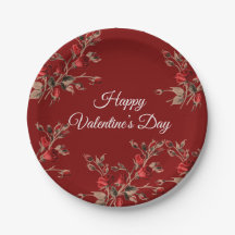 Elegant Floral Red Happy Valentine’s Day 