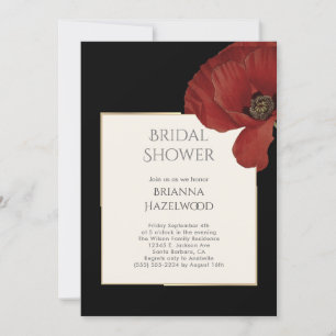 Elegant Floral Red Poppy Bridal Shower Invitation