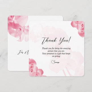 Elegant Floral Red Thank You Holiday Card