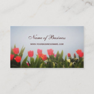 Elegant Floral Red Tulips In Spring Mist Business Card