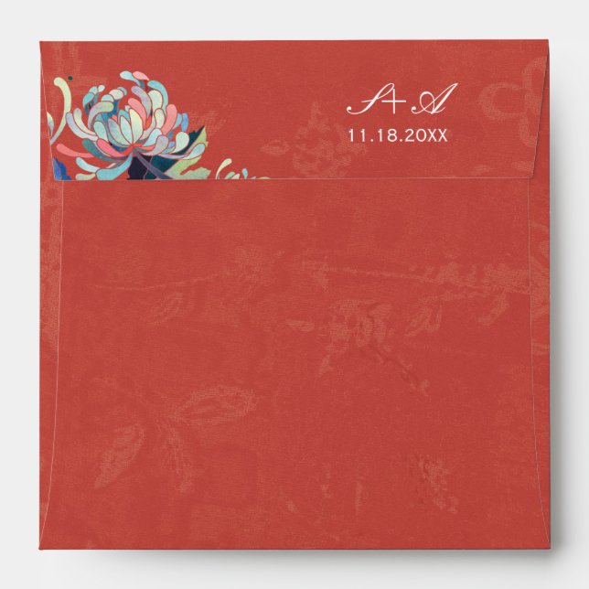 Elegant Floral Red Wedding Envelope (Back (Top Flap))