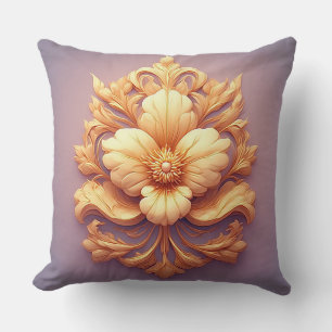 Elegant Floral Relief Design With Ornate Details Cushion
