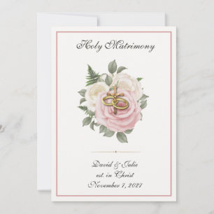 Elegant Floral Religious Catholic Wedding Roses Invitation