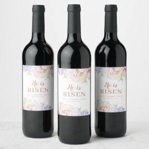 Elegant Floral Religious Easter Personalised Wine Label