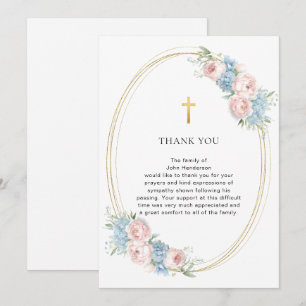 Elegant Floral Religious Funeral Thank You Card