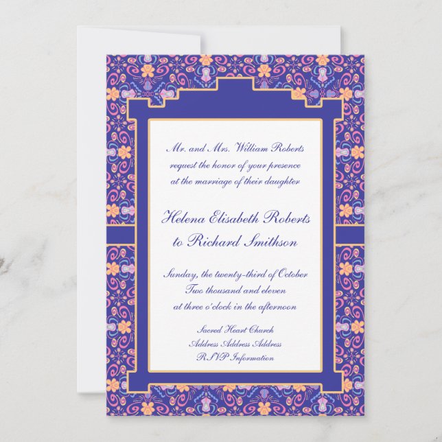 Elegant Floral Renaissance Wedding Invitation (Front)