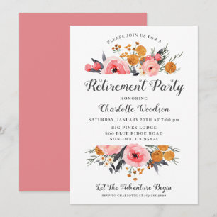 Elegant Floral Retirement Party  Invitation