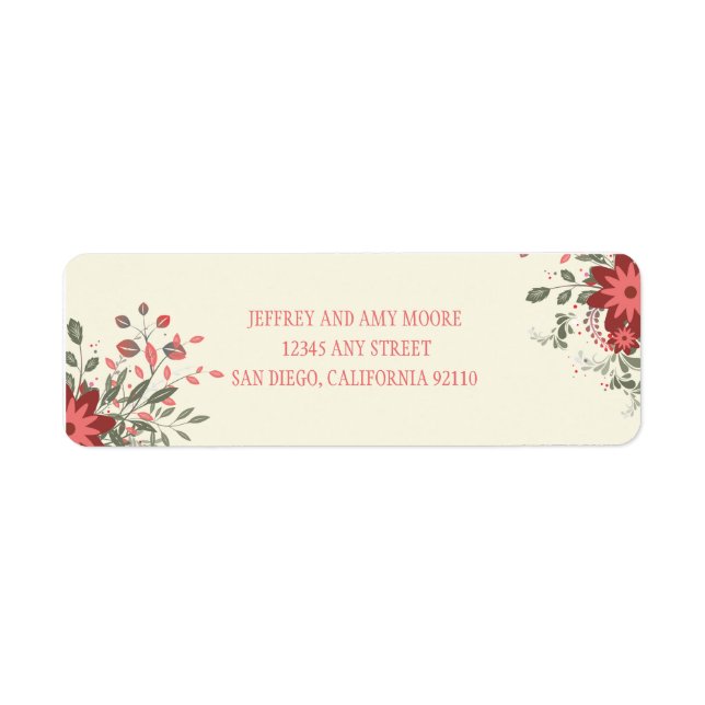 Elegant Floral Return Address Label (Front)