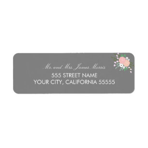 Elegant Floral Return Address Labels - Grey