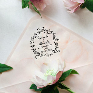 Elegant Floral Return Address Rubber Stamp