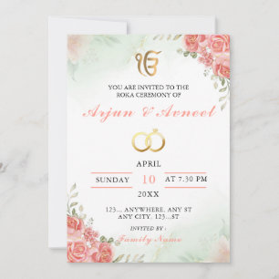 Elegant Floral Roka Ceremony Invitation Card
