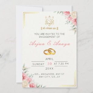 Elegant Floral Roka Invitation card