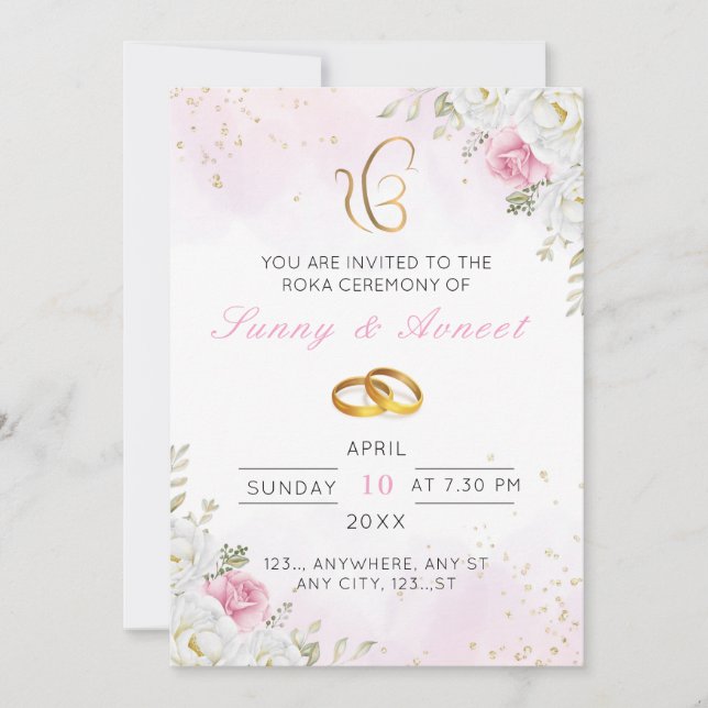 Elegant Floral Roka Invitation card (Front)
