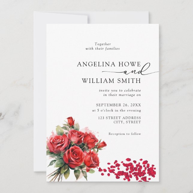 Elegant Floral Romantic Wedding Invitation (Front)