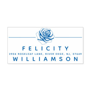 Elegant Floral Rose Blossom Flower Return Address Self-inking Stamp
