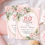 Elegant Floral Rose Gold Greenery 80th Birthday   Invitation<br><div class="desc">✅ For matching items search 36-80 in my collections ✅ Celebrate a remarkable milestone with timeless elegance using this 80th Birthday Invitation, designed to honor a life filled with memories, love, and joy. Featuring a refined palette of rose gold, dusty pink, or blush pink, this invitation is beautifully accented with...</div>