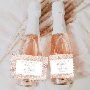 Elegant Floral Rose Gold Sparkling Wine Label