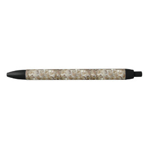 Elegant Floral Rose Petal Pattern  Black Ink Pen