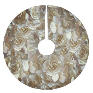 Elegant Floral Rose Petal Pattern Brushed Polyester Tree Skirt