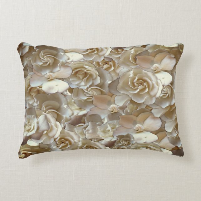 Elegant Floral Rose Petal Pattern  Decorative Cushion (Front)