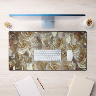 Elegant Floral Rose Petal Pattern Desk Mat