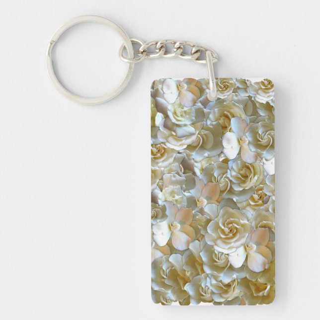 Elegant Floral Rose Petal Pattern  Key Ring (Front)