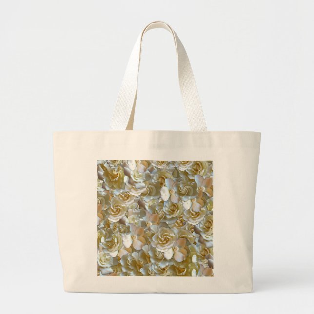 Elegant Floral Rose Petal Pattern  Large Tote Bag (Front)