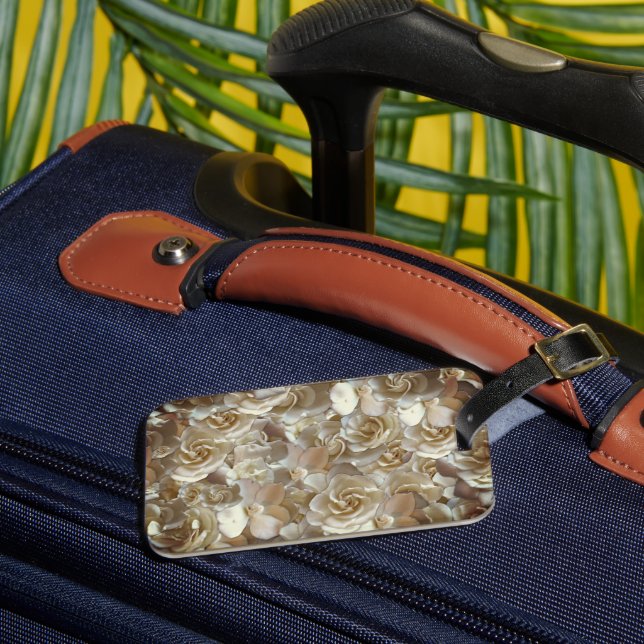 Elegant Floral Rose Petal Pattern  Luggage Tag (Front Insitu 3)