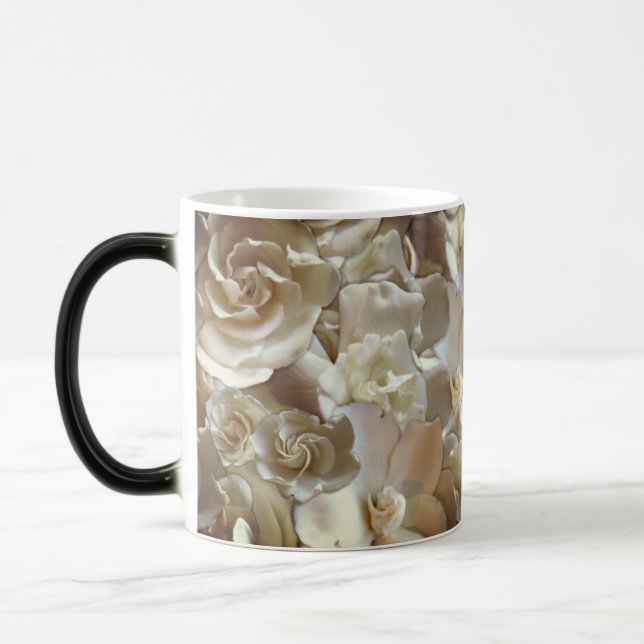 Elegant Floral Rose Petal Pattern  Magic Mug (Left)