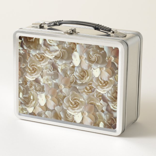 Elegant Floral Rose Petal Pattern  Metal Lunch Box (Front)