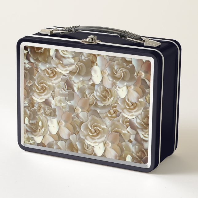 Elegant Floral Rose Petal Pattern  Metal Lunch Box (Front)