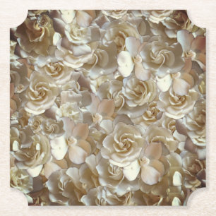 Elegant Floral Rose Petal Pattern Paper Coaster