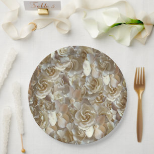Elegant Floral Rose Petal Pattern  Paper Plate