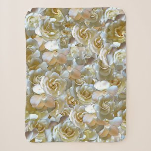 Elegant Floral Rose Petal Pattern Sherpa Blanket