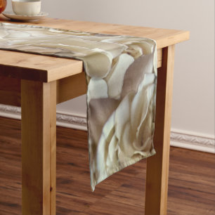 Elegant Floral Rose Petal Pattern Short Table Runner