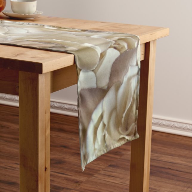 Elegant Floral Rose Petal Pattern  Short Table Runner (In Situ)