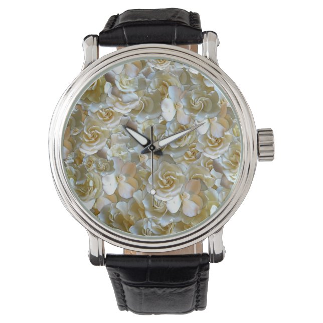 Elegant Floral Rose Petal Pattern  Watch (Front)