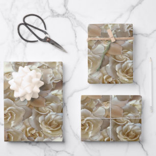 Elegant Floral Rose Petal Pattern Wrapping Paper Sheet