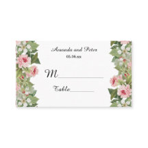 Elegant floral rose place cards