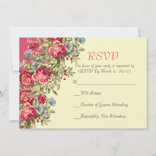Elegant Floral Roses Bouquet RSVP card
