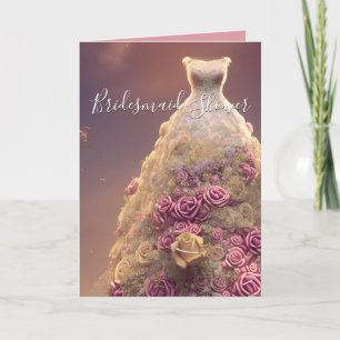 Elegant Floral Roses Dress Bridal Shower Card