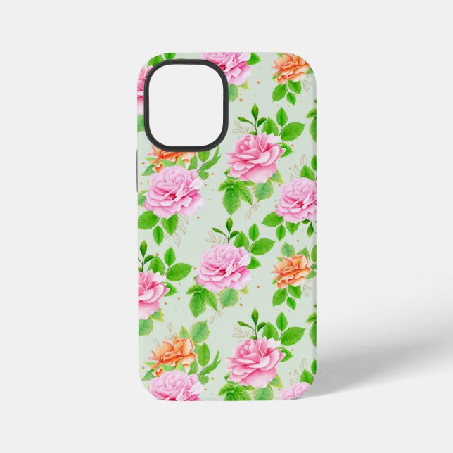 Elegant Floral Roses Green Leaves Pattern-23675 iPhone Case (Back)
