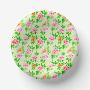 Elegant Floral Roses Green Leaves Pattern-23675 Paper Plate